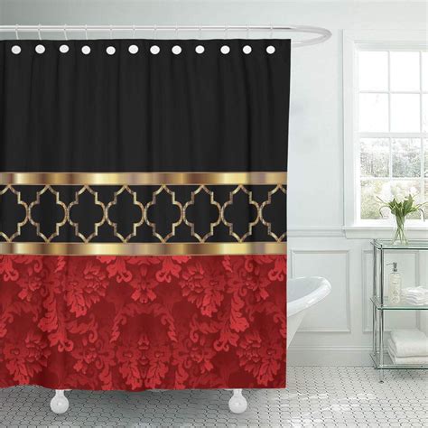 red gold shower curtain